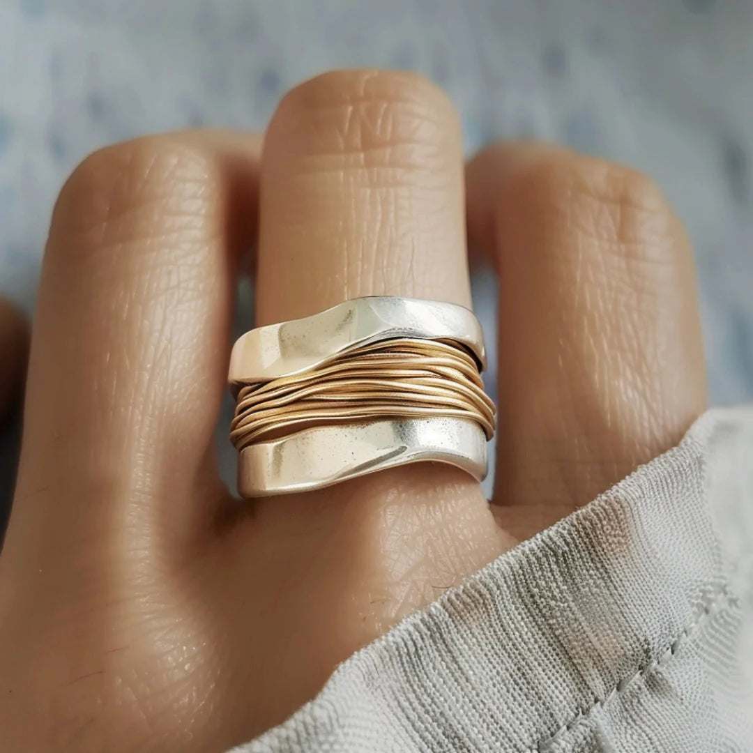Silver and Gold Threads Ring