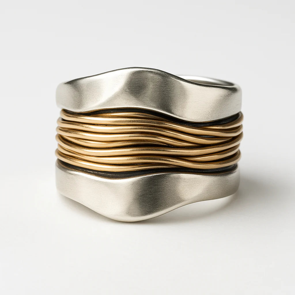 Silver and Gold Threads Ring