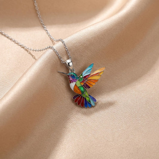 Beautiful Hummingbird Necklace with Gift Earrings