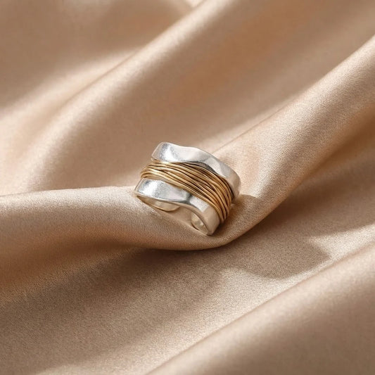 Silver and Gold Threads Ring