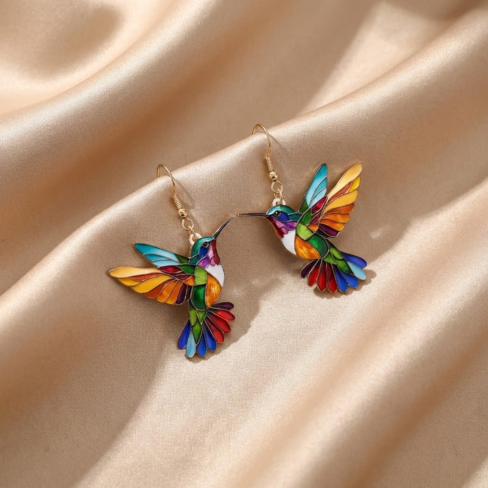 Beautiful Hummingbird Necklace with Gift Earrings